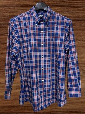 Lands’ End Traditional Fit No Iron Twill - Men’s Plaid Dress Shirt. Size XL